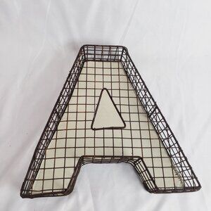 Vintage Metal Wire Letter "A" Wall Decor With metal Backing